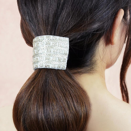 Embellished Ponytail Holder - Silver
