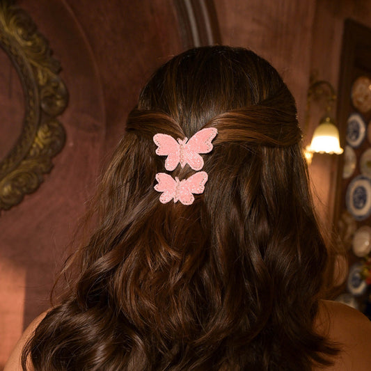 Presilhas de cabelo em forma de borboleta - Conjunto de 2 - Cor pêssego