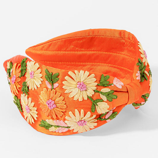 Flora Knotted Headband - Orange