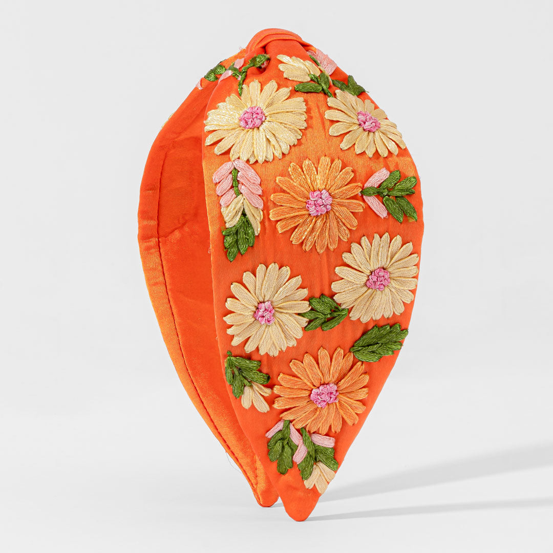 Flora Knotted Headband - Orange