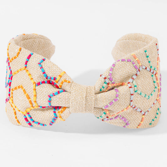 Fita de cabelo hexagonal em juta com nó - Multicolor