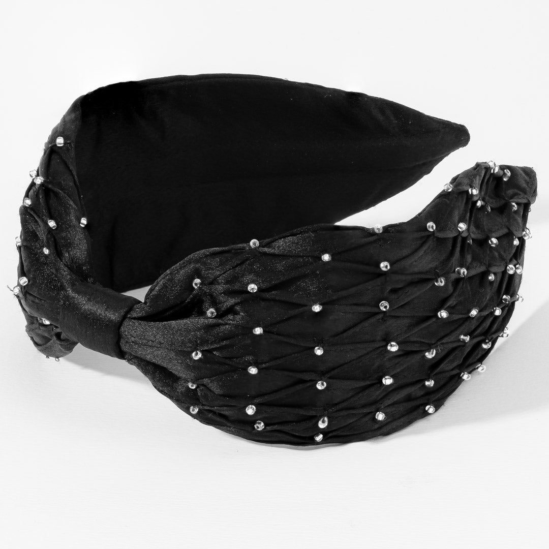 Pearl Knotted Headband - Black