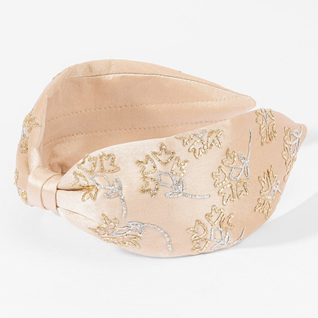 Blush Embroidered Knotted Headband