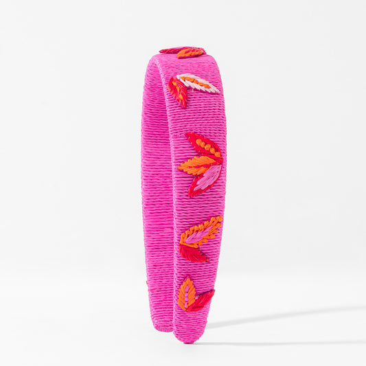 Fita de cabelo plana com motivo de folha - rosa