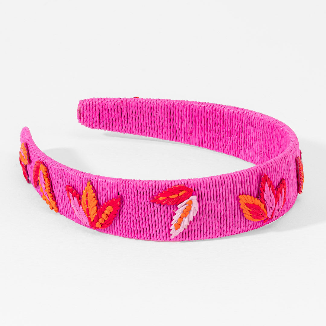 Leaf Motif Flat Hairband - Pink