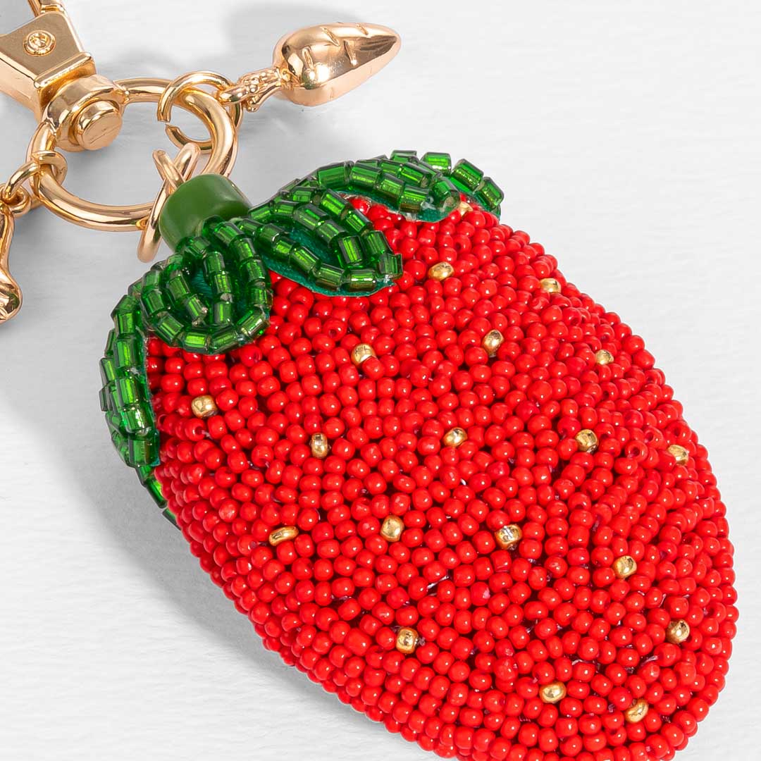 Strawberry Beaded Bag Charm