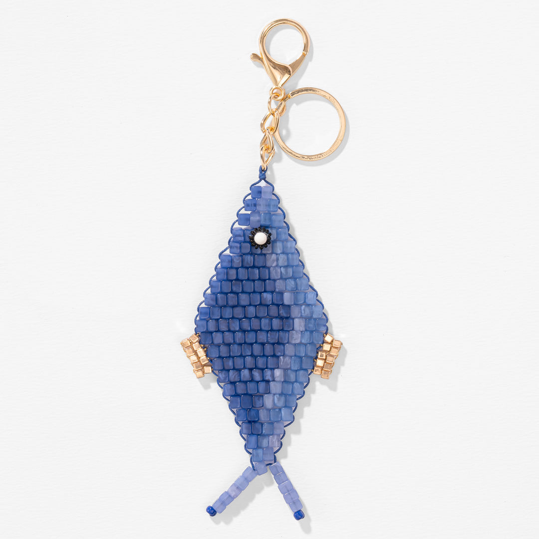 Blue Beaded Fish Bag Charm