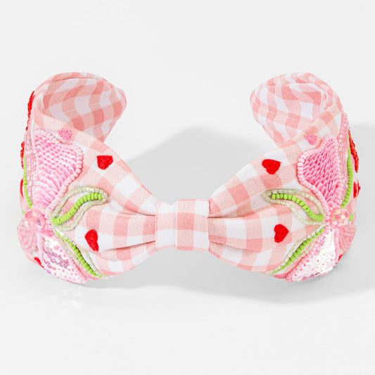 Gingham Cherry Knotted Headband