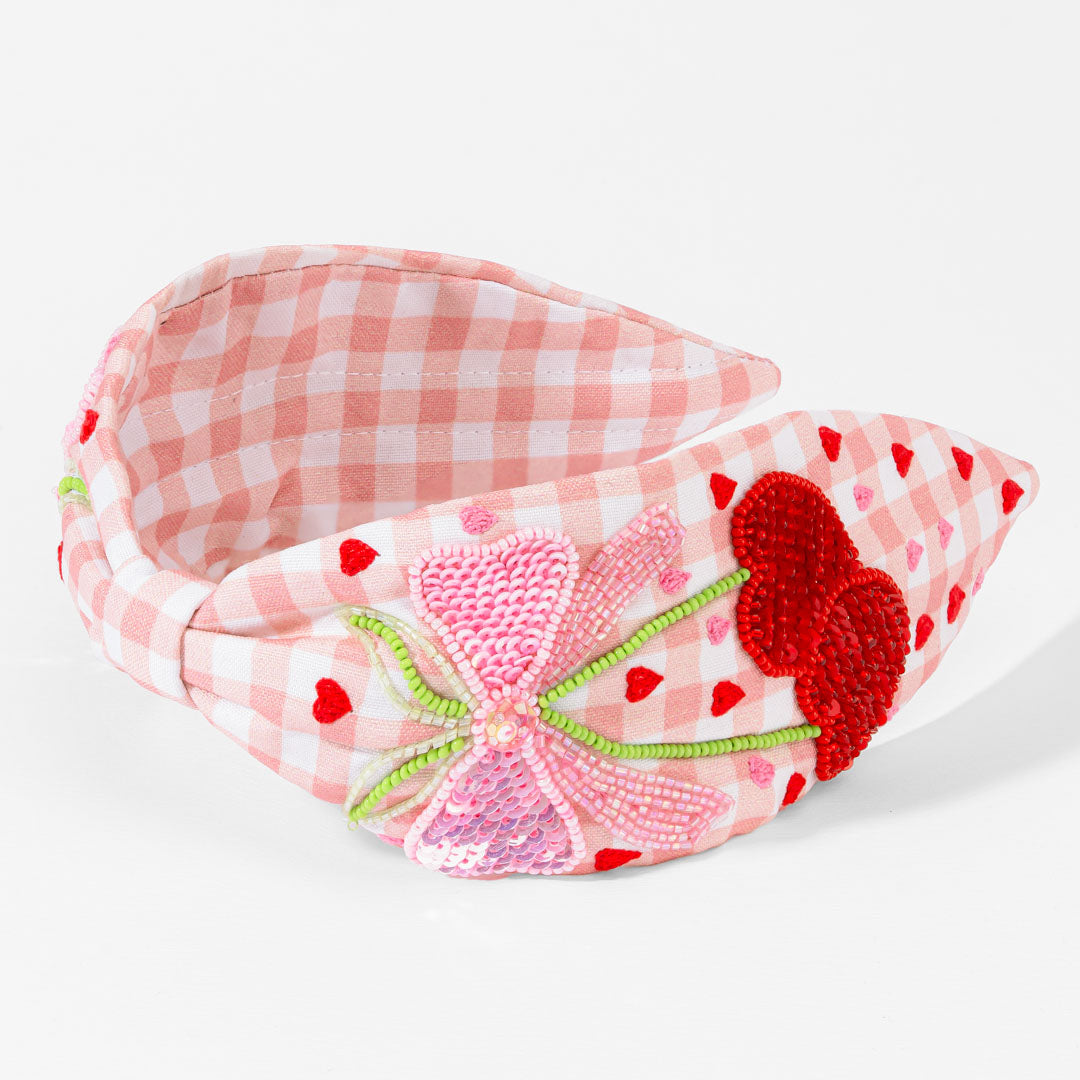 Gingham Cherry Knotted Headband