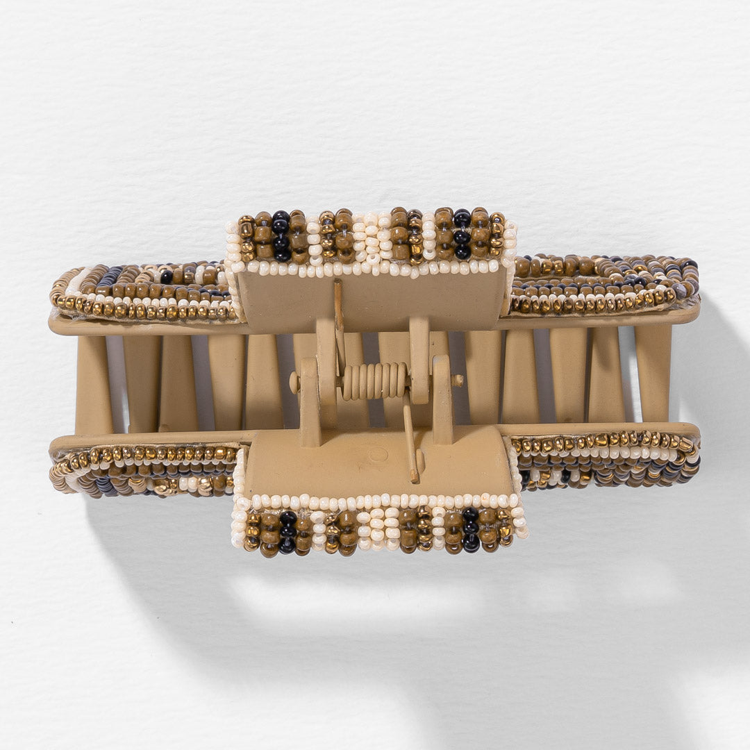 Beaded Claw Clip - Tan