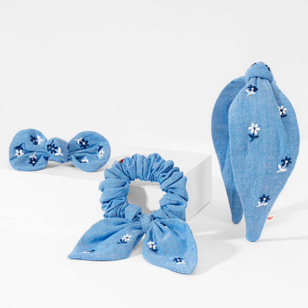 Blue Flora Hair Accessory Set - Set of 3