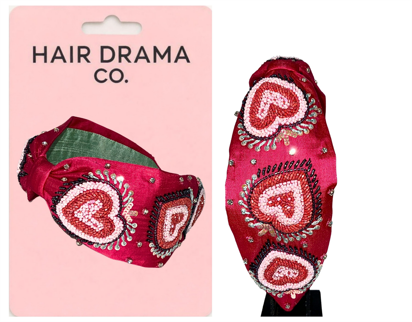 Crimson Heart Knotted Headband