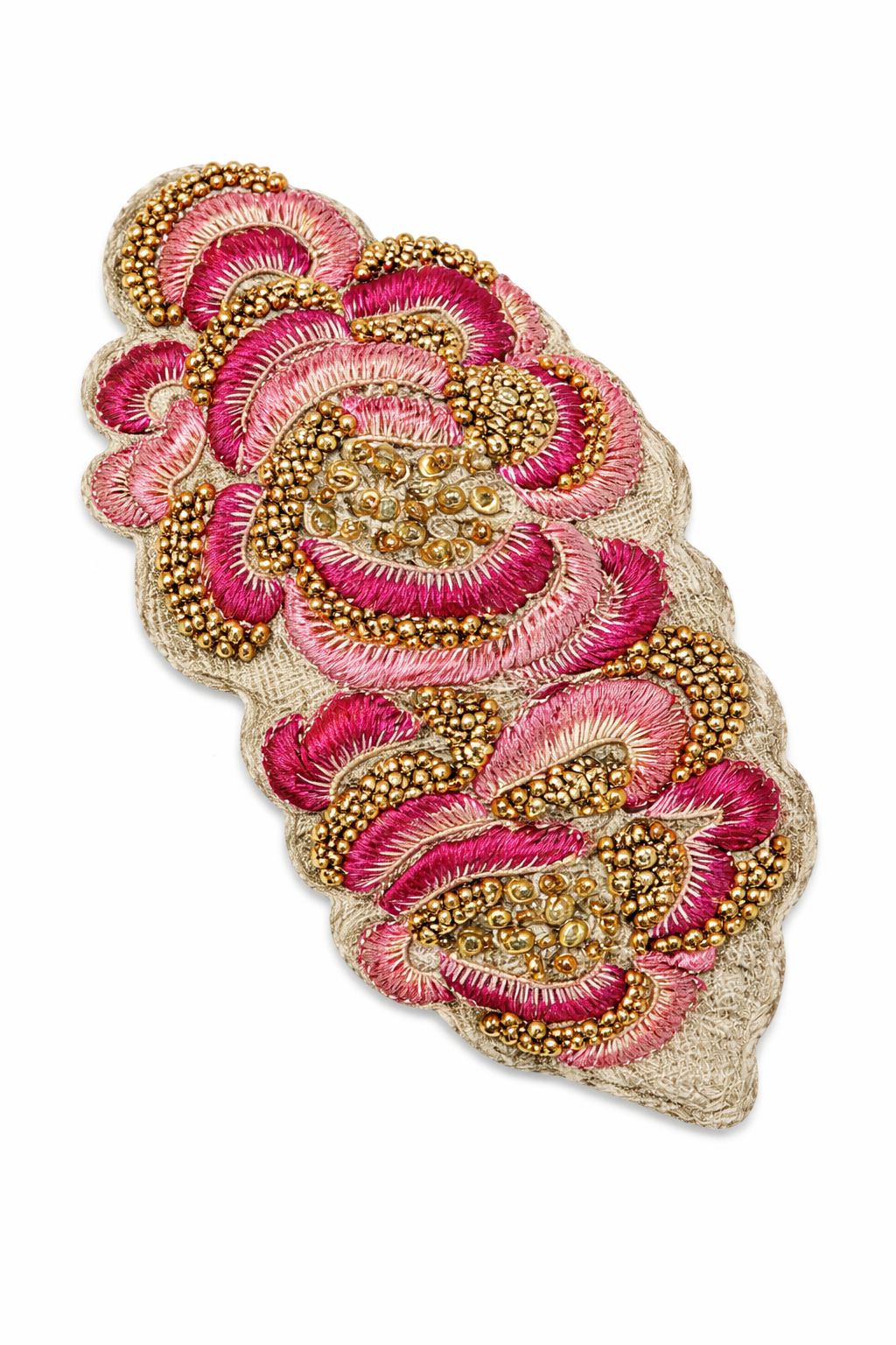 B2B-0699 -pink embroidered brooch