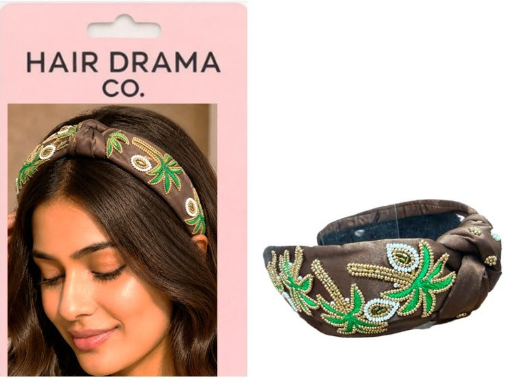 Coconut Club Beaded Knotted Headband - Brown