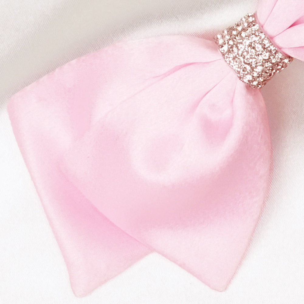 Embellished Crystal Hair Bow - Light Pink