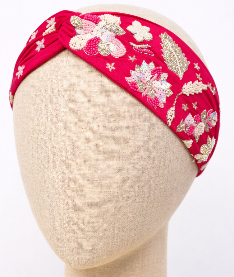 Hot Pink Sparkle Tie Knot Stretch Band