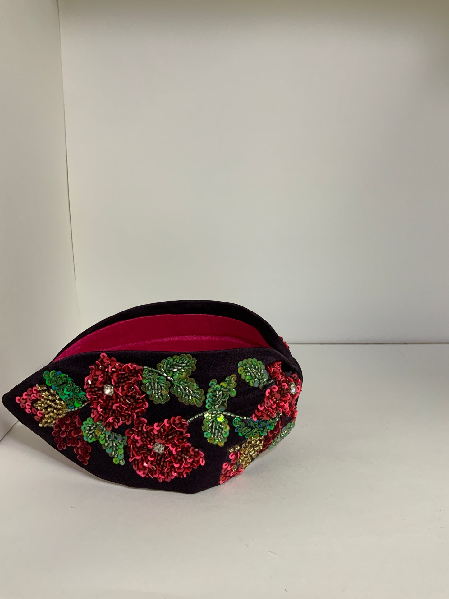 Night Rose Embellished Knotted Headband