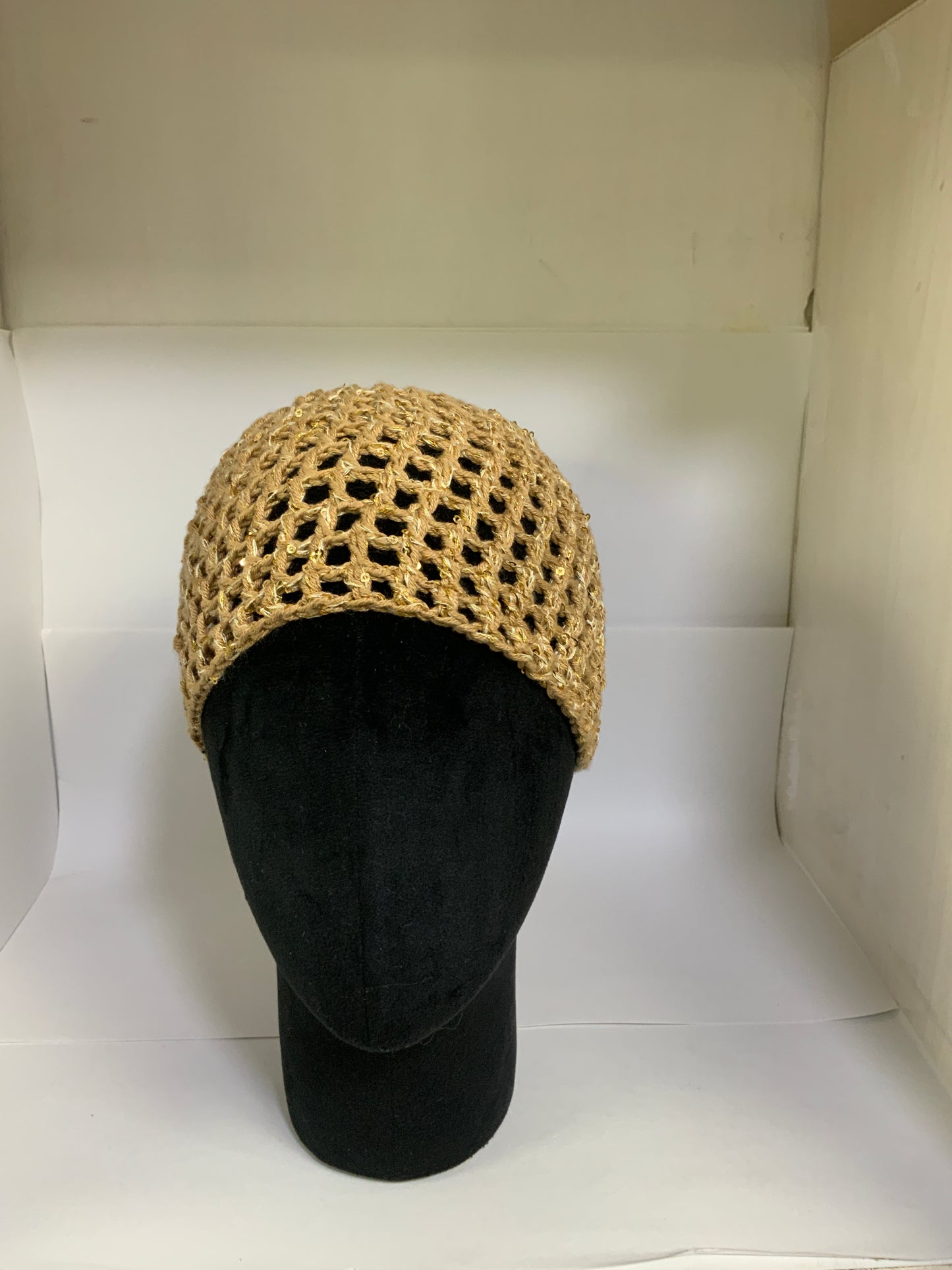 Amelia Crochet Mesh Skull Cap - Yellow