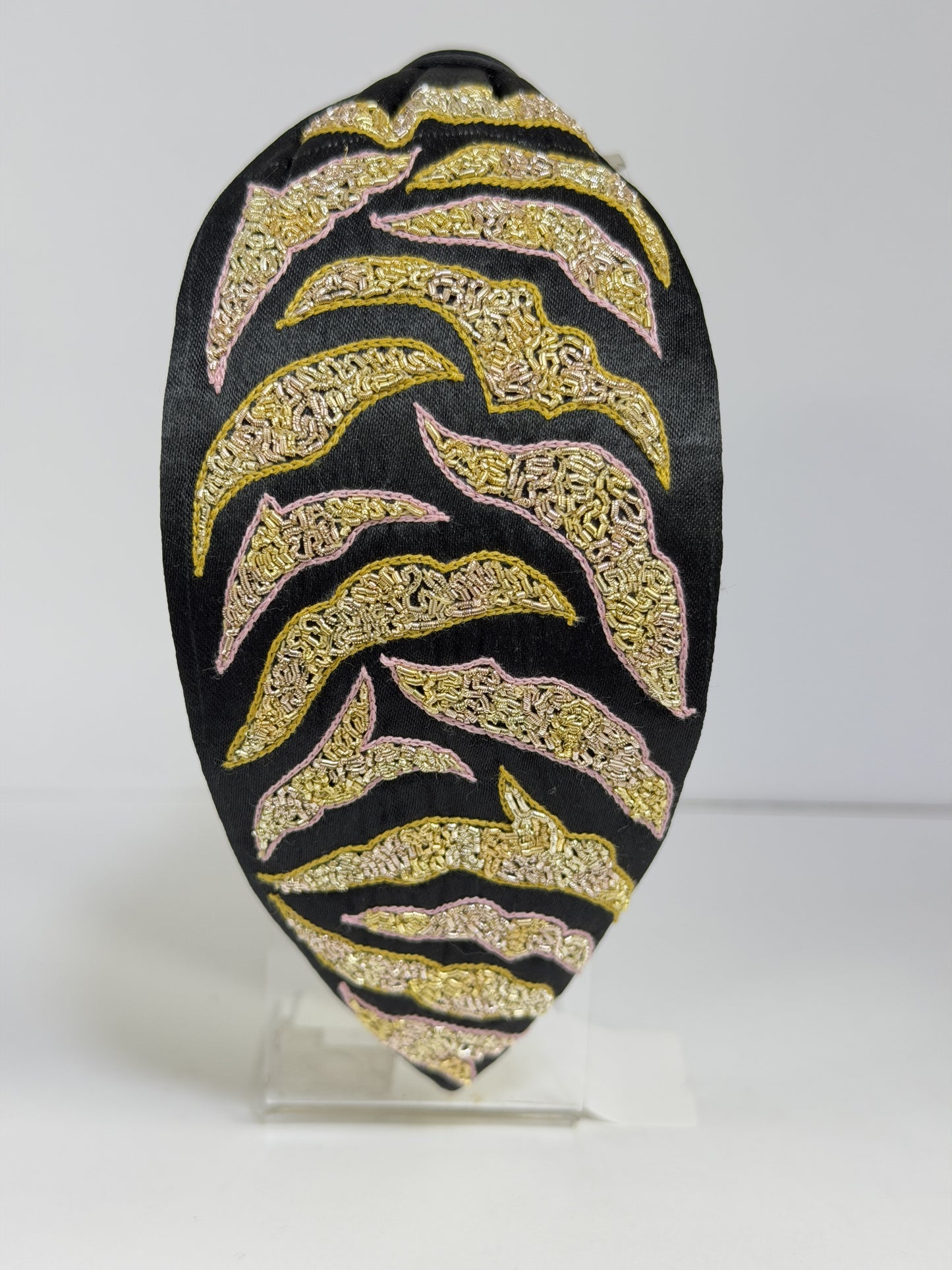 Gilded Stripes Embellished Knotted Headband