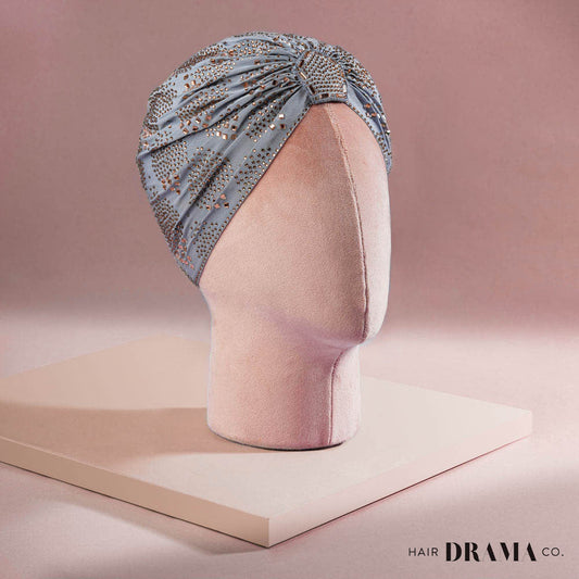 Turbante Azul - Cristais Dourados