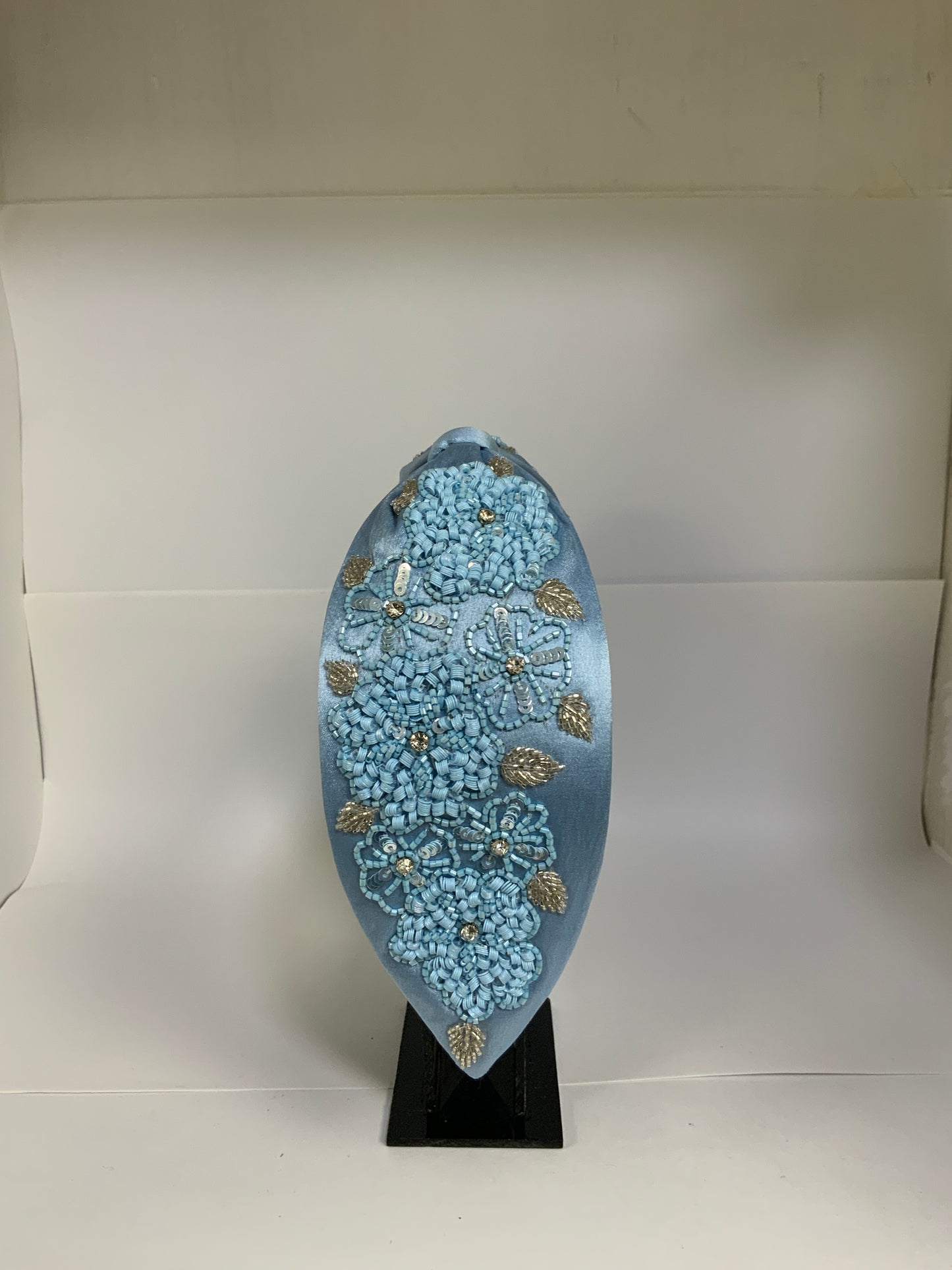 Peony Embellished Knotted Hair Band - Blue