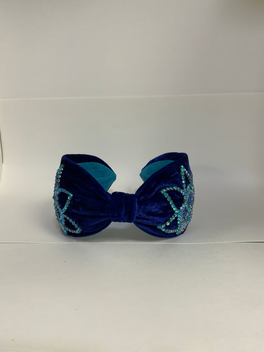Midnight Bloom Embellished Knot Headband – Navy