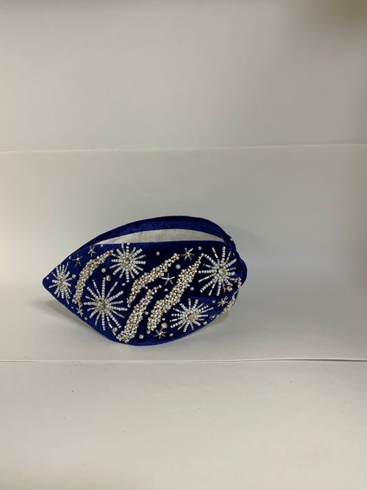 Celestial Spark Knot Headband – Sapphire