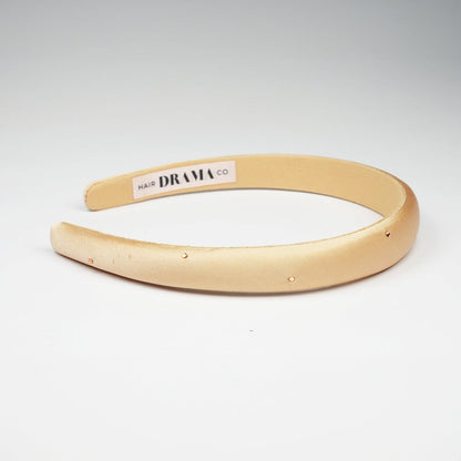 100% Mulberry Silk Puff Hair Band with Rhinestones - Nude