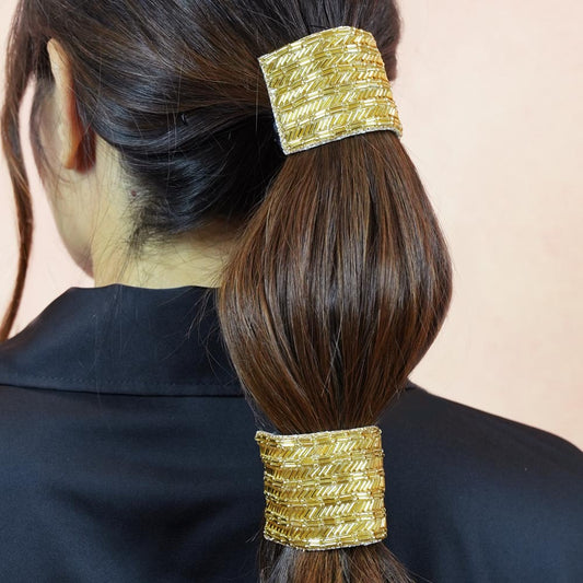 Embellished Ponytail Holder - Gold