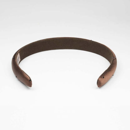 100% Mulberry Silk Puff Hair Band with Rhinestones - Dark Brown