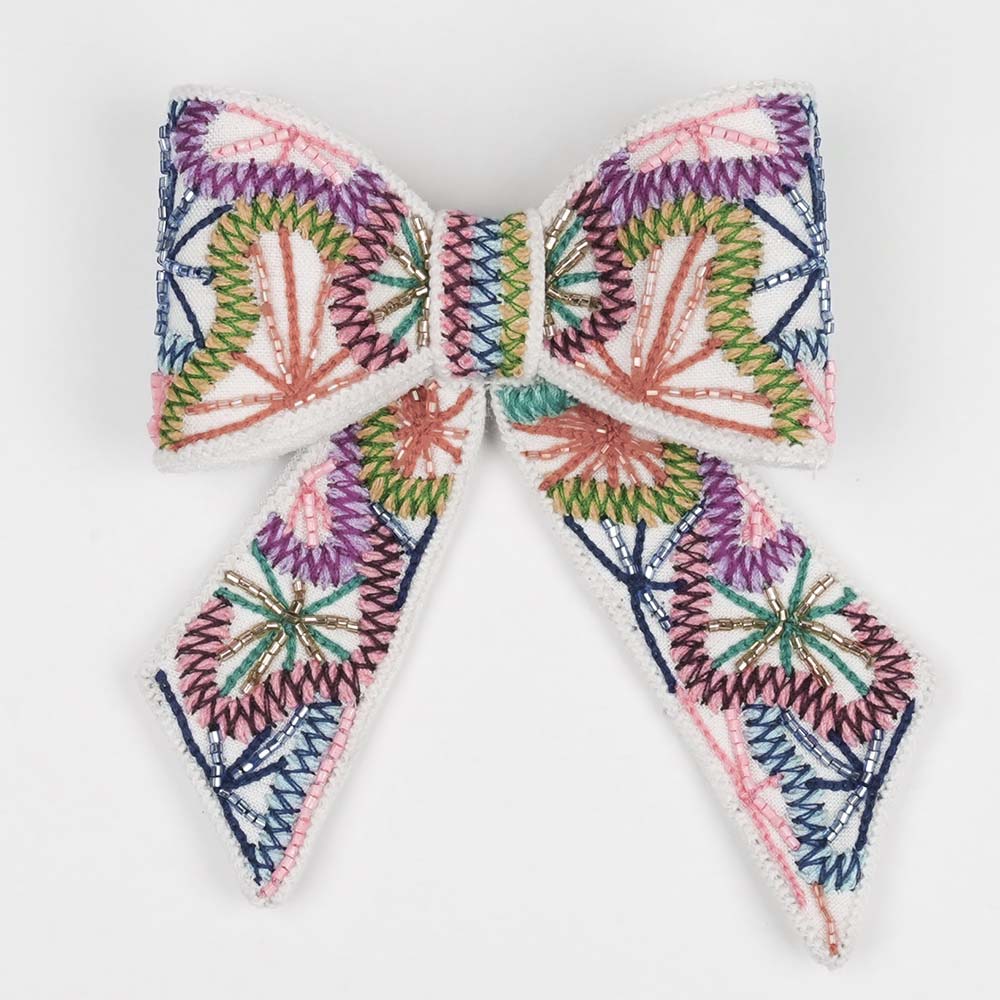 Presilha de cabelo com laço e detalhes em jacaré - Multicolor