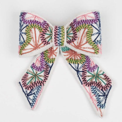 Presilha de cabelo com laço e detalhes em jacaré - Multicolor