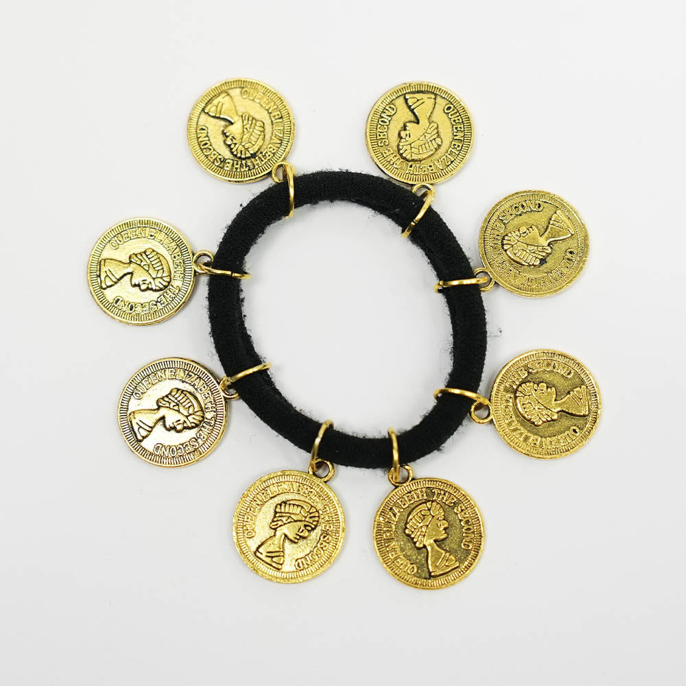 Gold Metal Coin Hair Ties - Set of 2