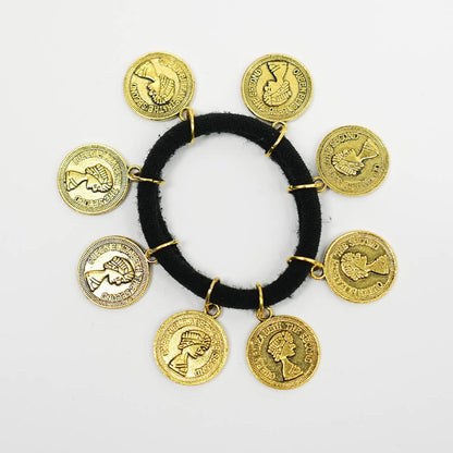 Gold Metal Coin Hair Ties - Set of 2