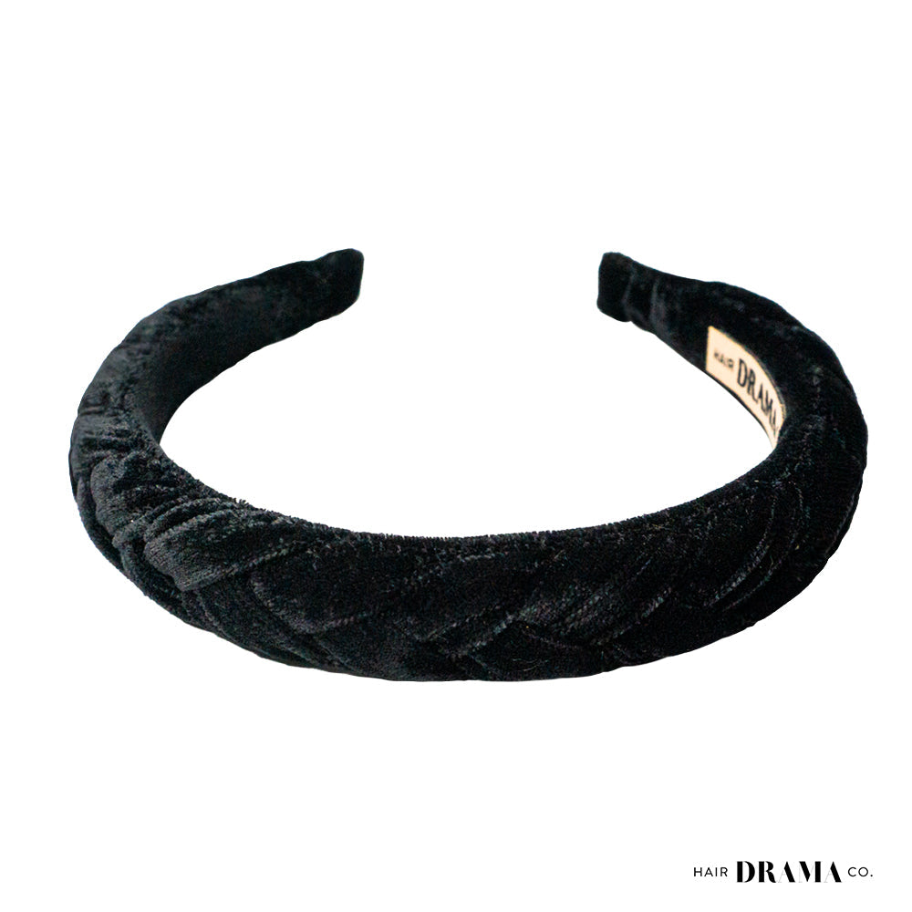 Velvet Braided Headband - Black