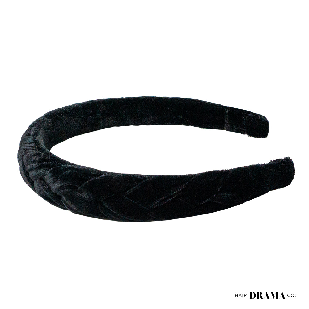 Velvet Braided Headband - Black