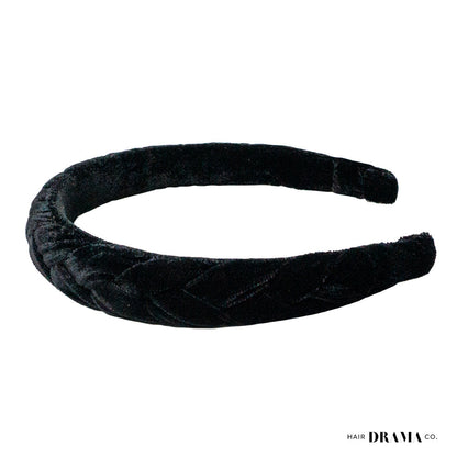 Velvet Braided Headband - Black