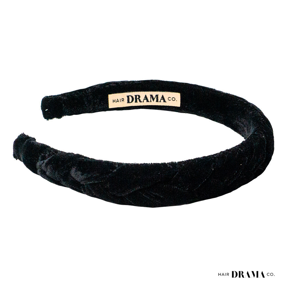 Velvet Braided Headband - Black