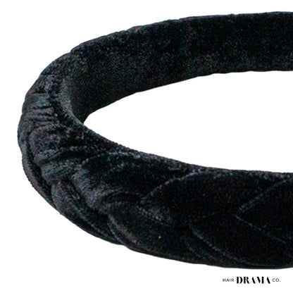 Velvet Braided Headband - Black