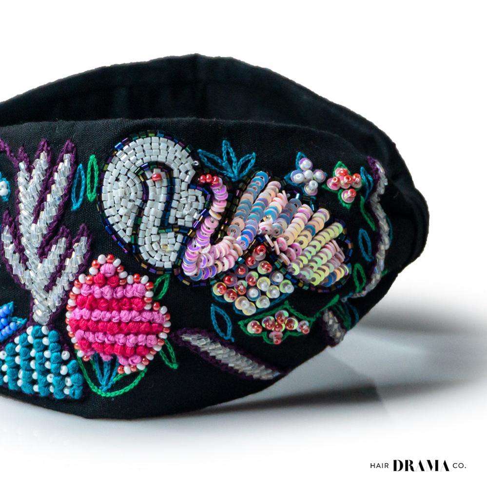 Swan Knotted Headband - Black