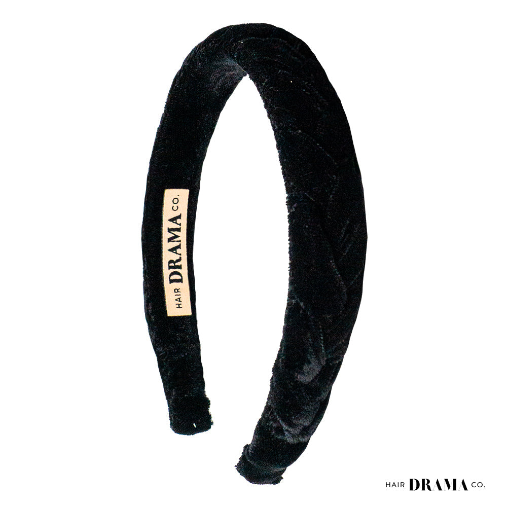 Velvet Braided Headband - Black