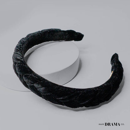 Velvet Braided Headband - Black