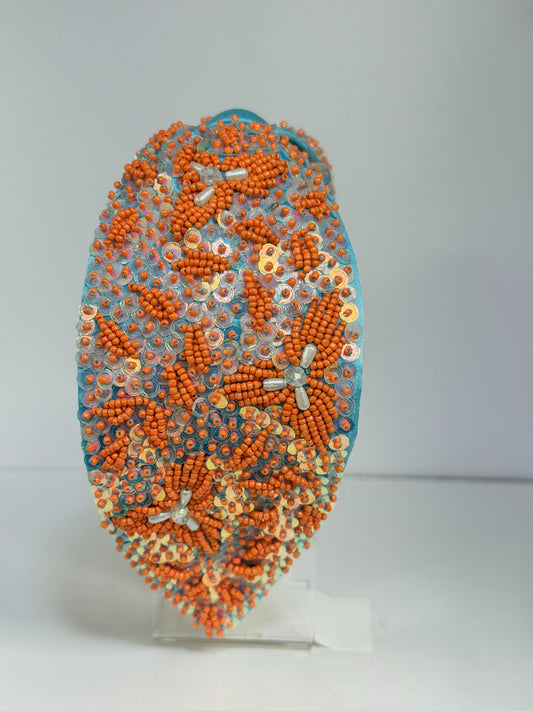 Orange Coral Crush Embellished Headband