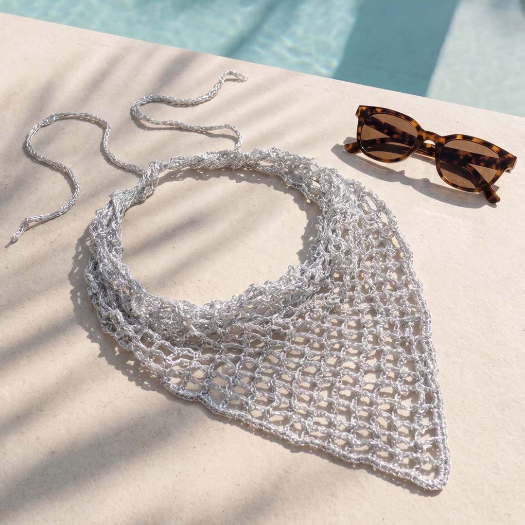 Lightweight bohemian headwrap in silver zari - effortlessly ties with casual and dressy looks