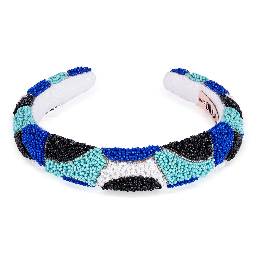 Bandolete de cabelo com detalhe de olho grego - Azul