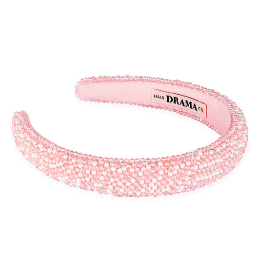 Tiara de Pérolas e Cristais - Branca e Rosa
