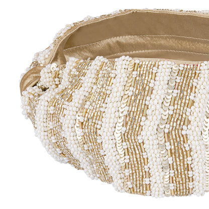 Irina Knotted Hair Band - White & Gold