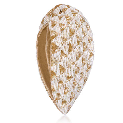 Selene Knotted Hair Band - White & Gold