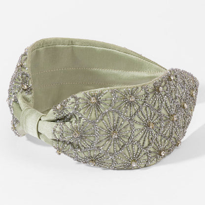 Fita de cabelo bordada com nó - Cinza