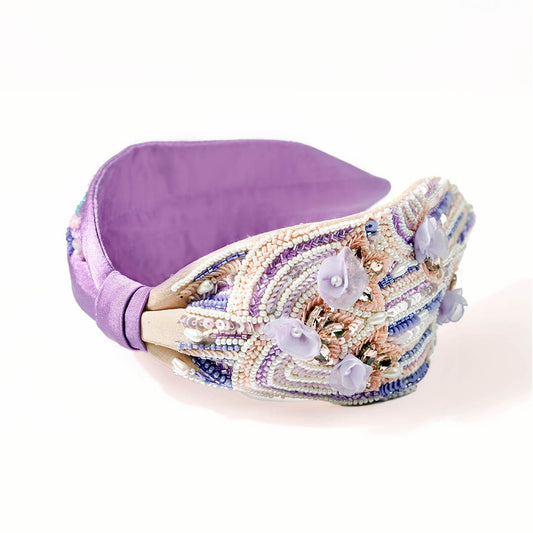 Fita de cabelo Viola com nó e detalhes decorativos